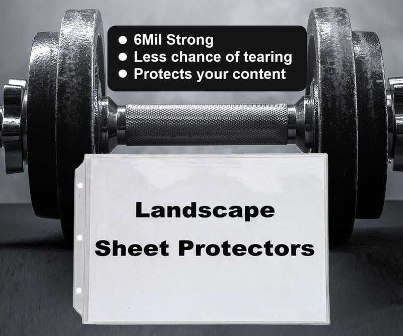 LandscapeBinder-com Premium 6mil (Sturdy & Strong) Landscape Sheet Protectors for Standard-Size Paper. Set of 10, Heavy-Duty, Crystal Clear, Horizontal Format for Landscape Binders. - Image 3